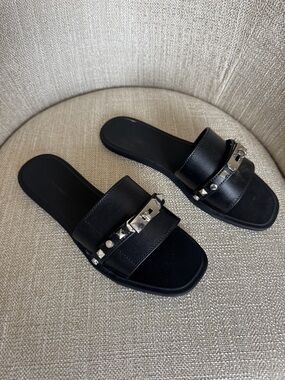 Streetwear Society Black Studded Slide Sandals